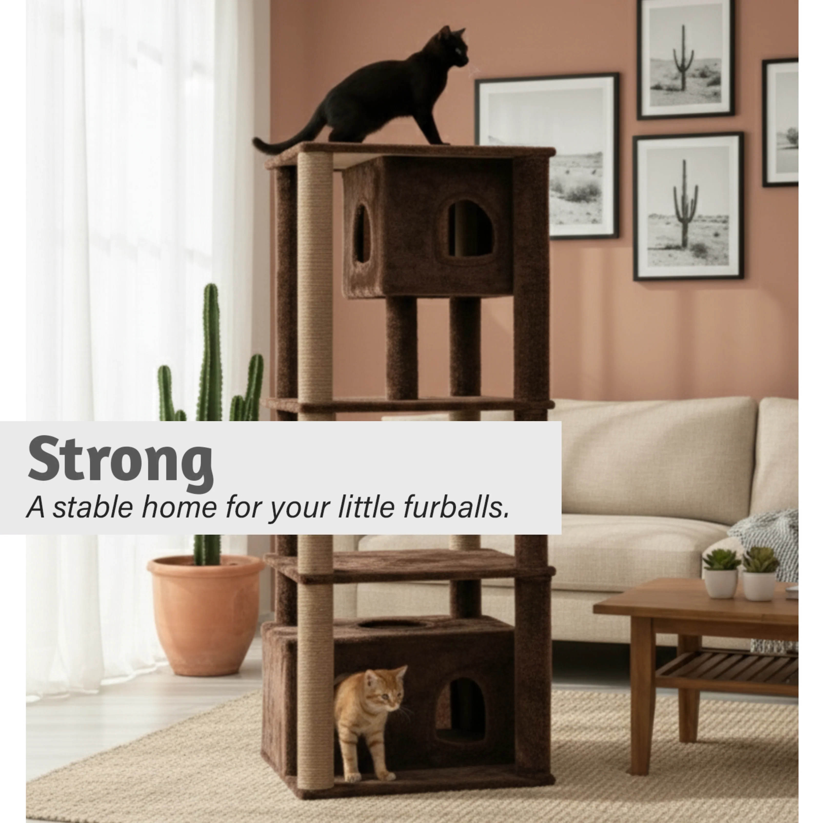 Furrlovers Large Multilevel Cat Tree Tower with Scratching Posts & Condo (Brown) - Image 4