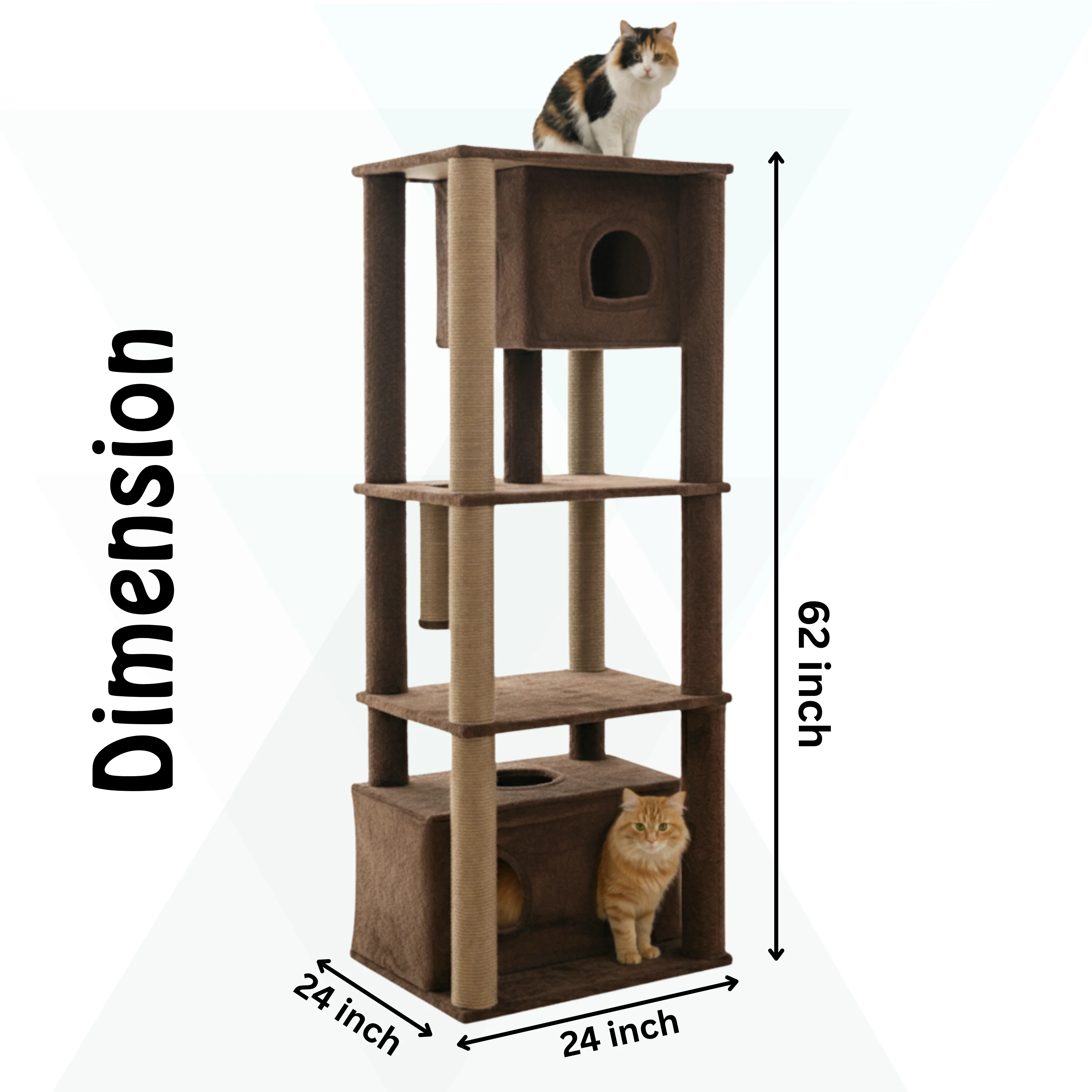 Furrlovers Large Multilevel Cat Tree Tower with Scratching Posts & Condo (Brown) - Image 5