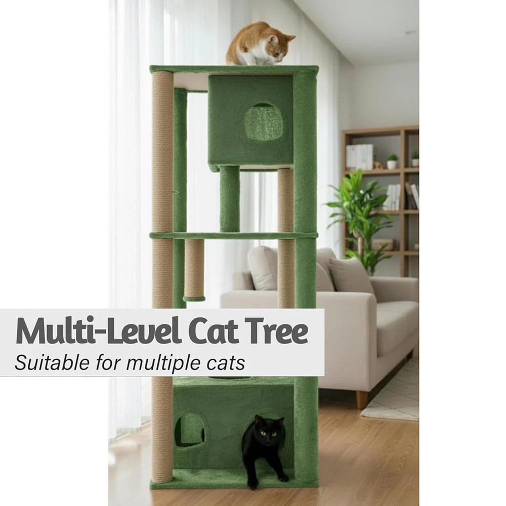 Furrlovers Large Multilevel Cat Tree Tower with Scratching Posts & Condo (Green) - Image 2
