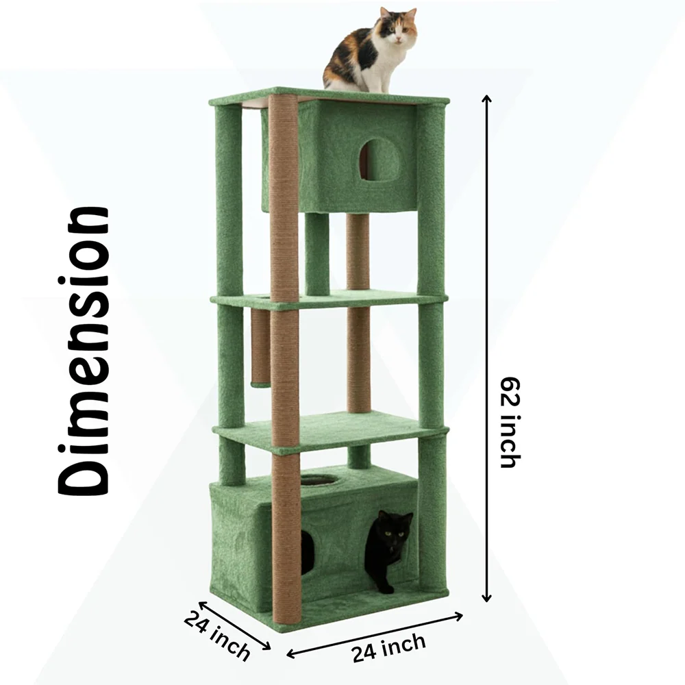 Furrlovers Large Multilevel Cat Tree Tower with Scratching Posts & Condo (Green) - Image 3