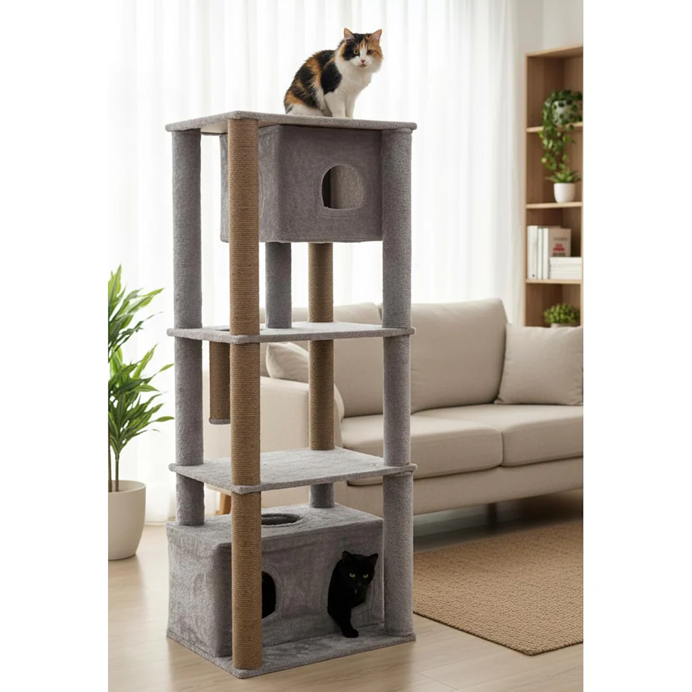 Furrlovers Large Multilevel Cat Tree Tower with Scratching Posts & Condo (Grey) - Image 3