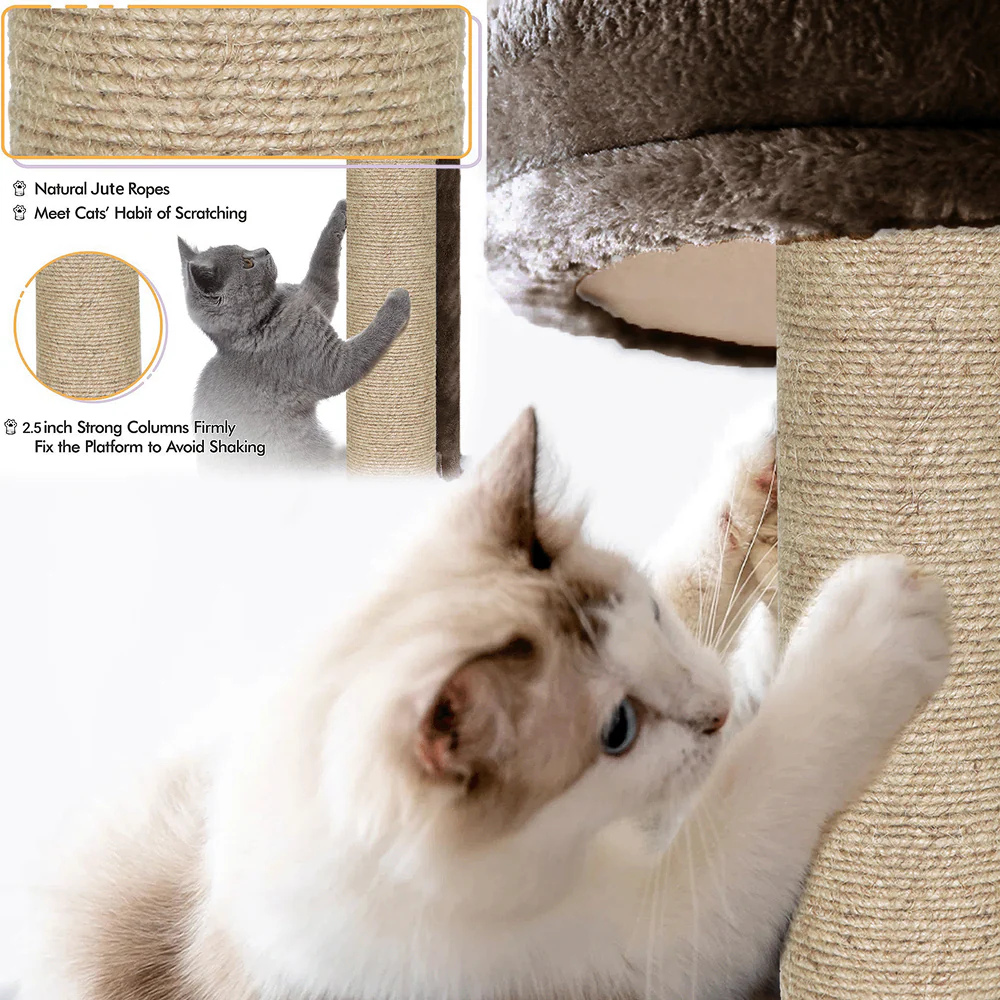 Furrlovers Multi Level Cat Tree Tower with Scratching Posts, Hammock & Condo (Brown) - Image 6