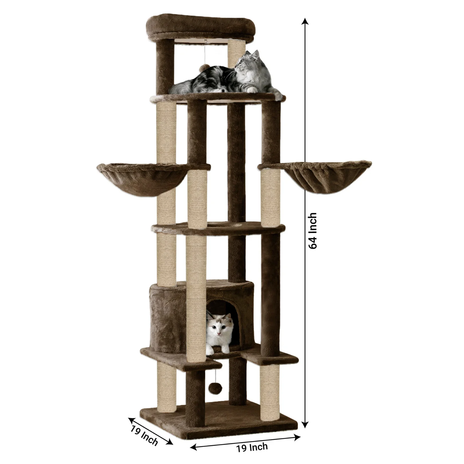 Furrlovers Multi Level Cat Tree Tower with Scratching Posts, Hammock & Condo (Brown) - Image 9
