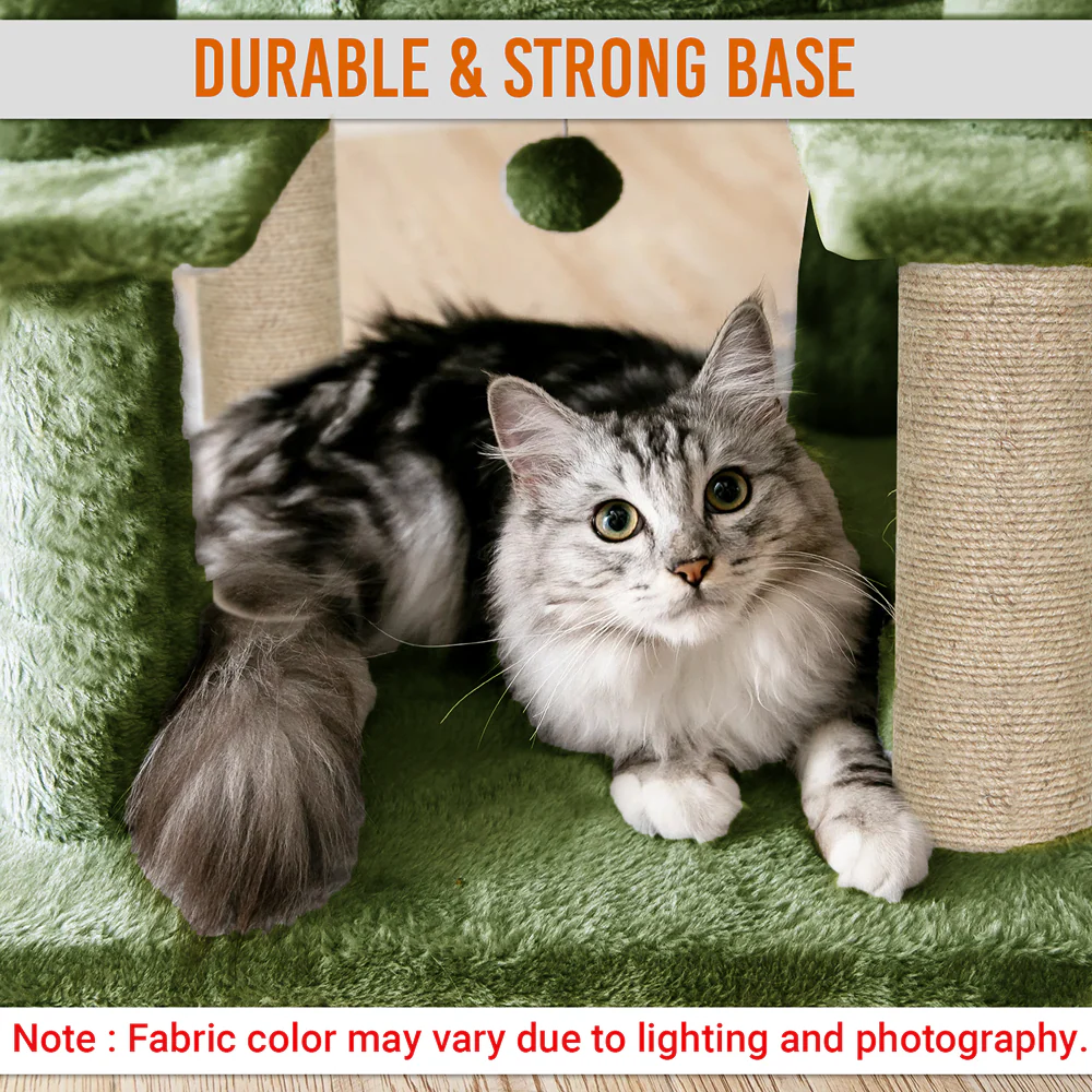 Furrlovers Multi Level Cat Tree Tower with Scratching Posts, Hammock & Condo (Green) - Image 2