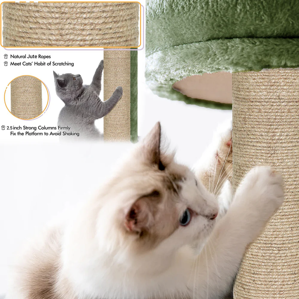 Furrlovers Multi Level Cat Tree Tower with Scratching Posts, Hammock & Condo (Green) - Image 3