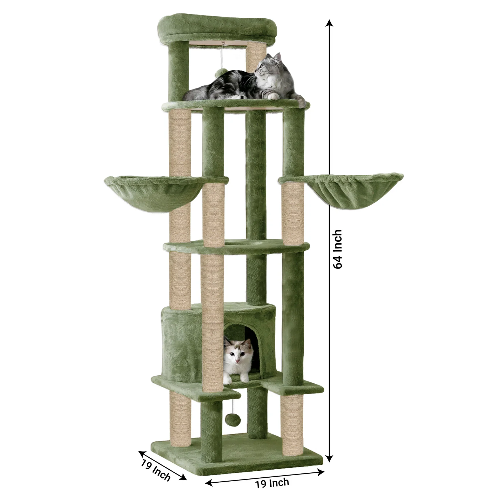 Furrlovers Multi Level Cat Tree Tower with Scratching Posts, Hammock & Condo (Green) - Image 9