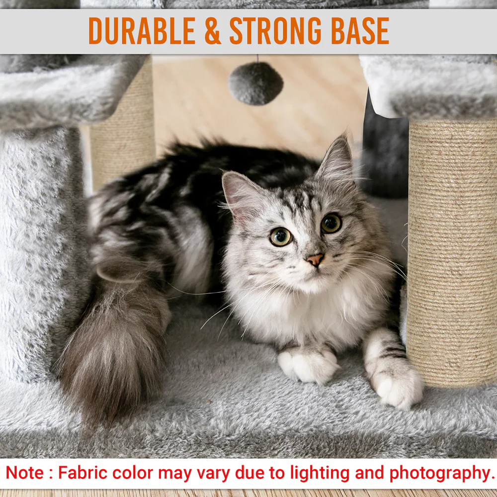 Furrlovers Multi-Level Cat Tree Tower with Scratching Posts, Hammock & Condo (Grey) - Image 4