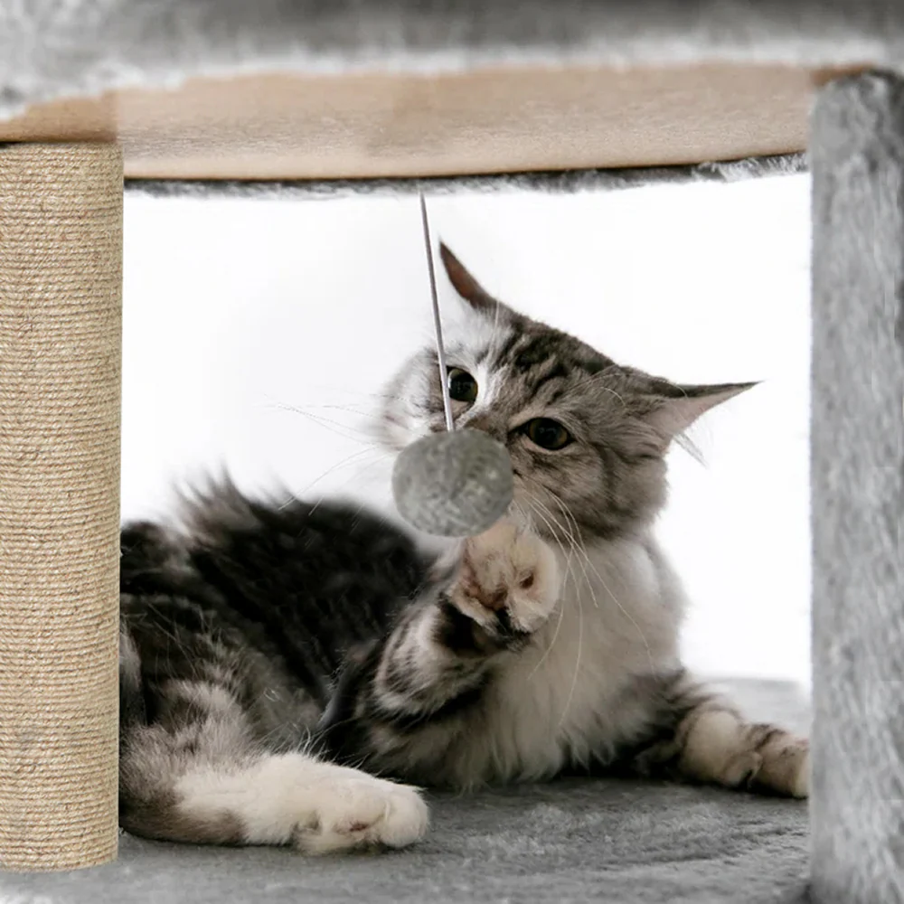 Furrlovers Multi-Level Cat Tree Tower with Scratching Posts, Hammock & Condo (Grey) - Image 6