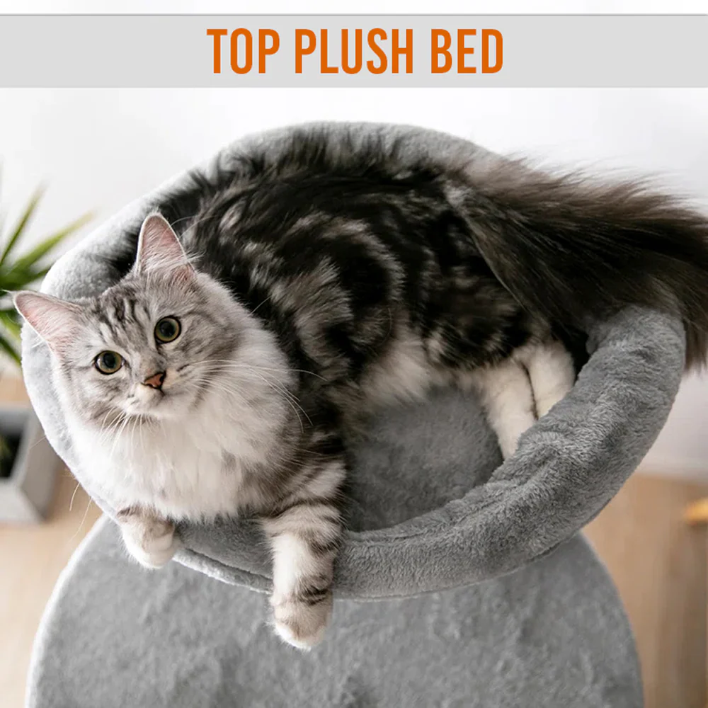 Furrlovers Multi-Level Cat Tree Tower with Scratching Posts, Hammock & Condo (Grey) - Image 8