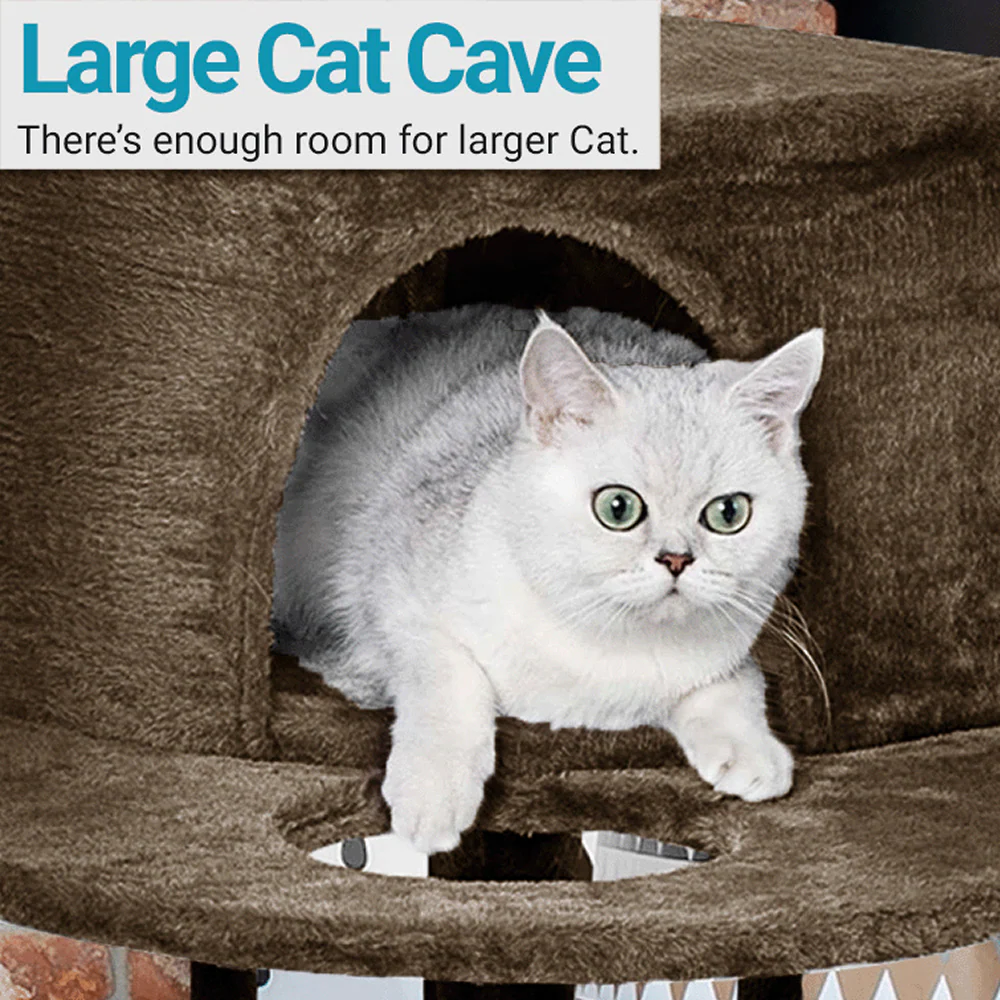 Furrlovers Multi Level Cat Tree with Plush Condo & Jute Scratching Posts (Brown) - Image 2