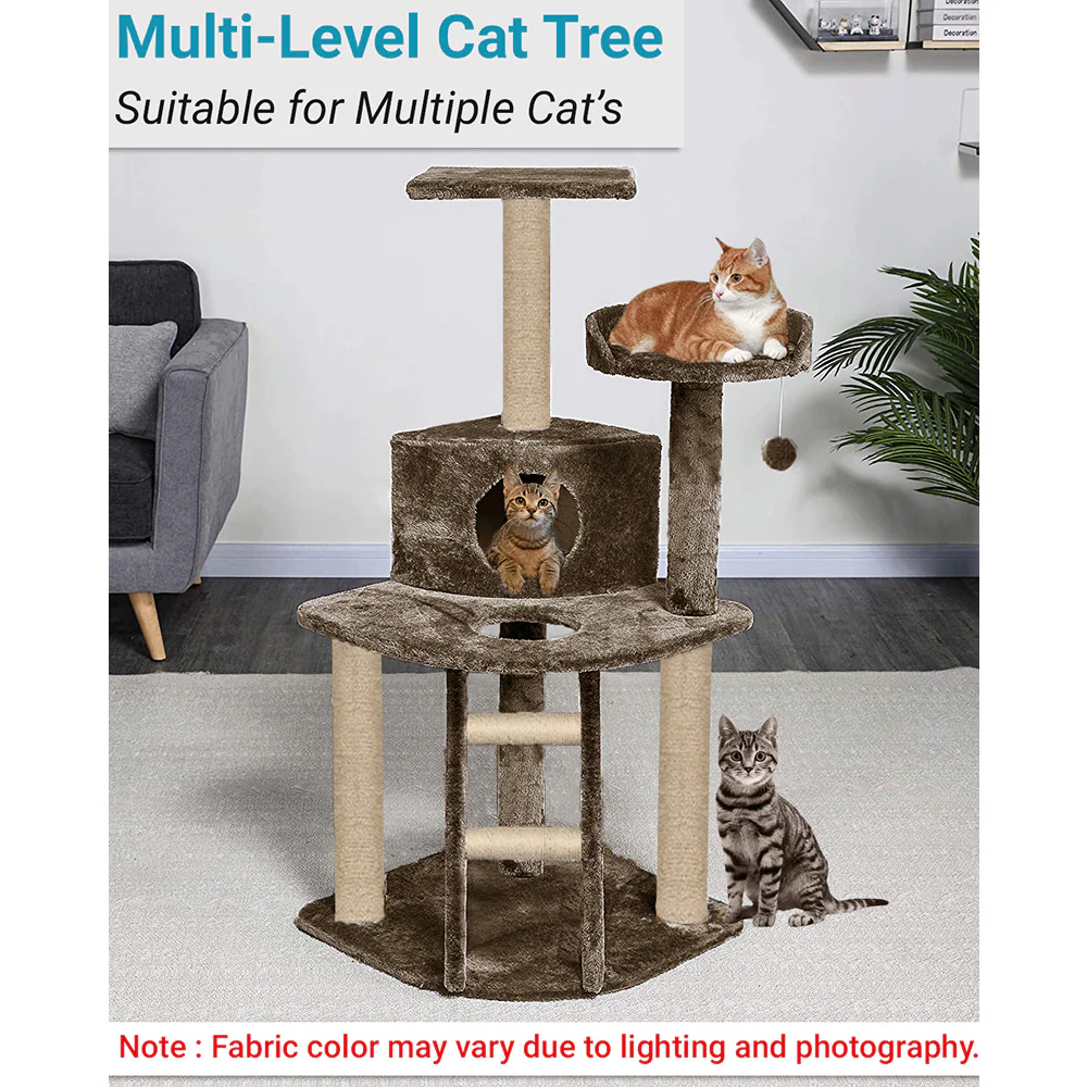 Furrlovers Multi Level Cat Tree with Plush Condo & Jute Scratching Posts (Brown) - Image 5