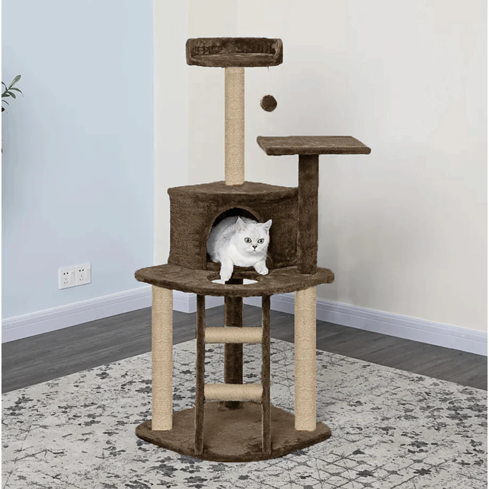 Furrlovers Multi Level Cat Tree with Plush Condo & Jute Scratching Posts (Brown) - Image 6