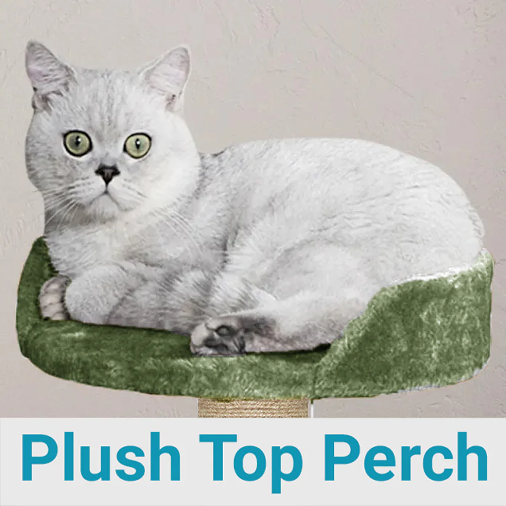 Furrlovers Multi Level Cat Tree with Plush Condo & Jute Scratching Posts (Green) - Image 4
