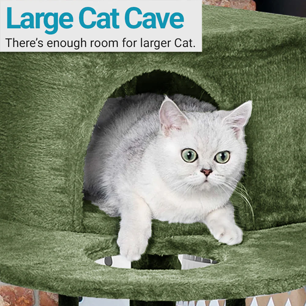 Furrlovers Multi Level Cat Tree with Plush Condo & Jute Scratching Posts (Green) - Image 6