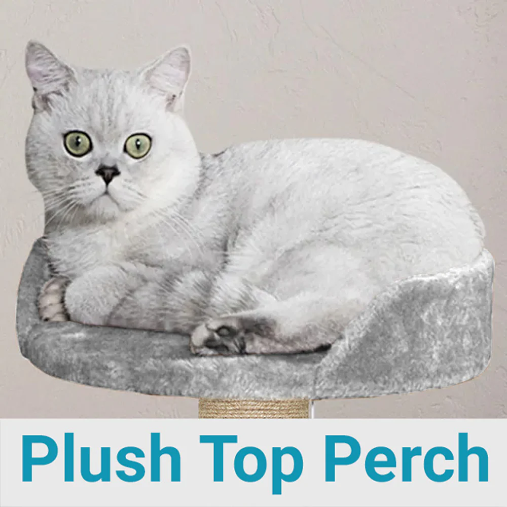 Furrlovers Multi Level Cat Tree with Plush Condo & Jute Scratching Posts (Grey) - Image 3