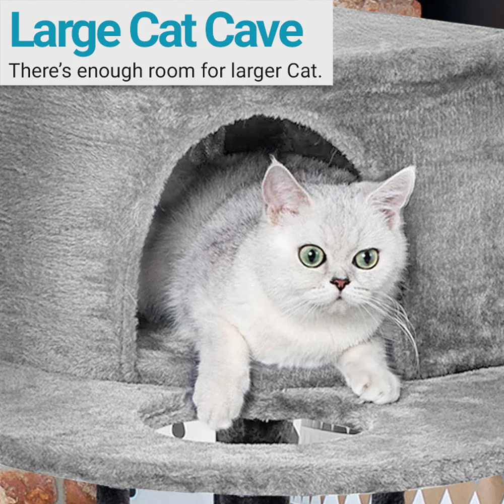 Furrlovers Multi Level Cat Tree with Plush Condo & Jute Scratching Posts (Grey) - Image 7