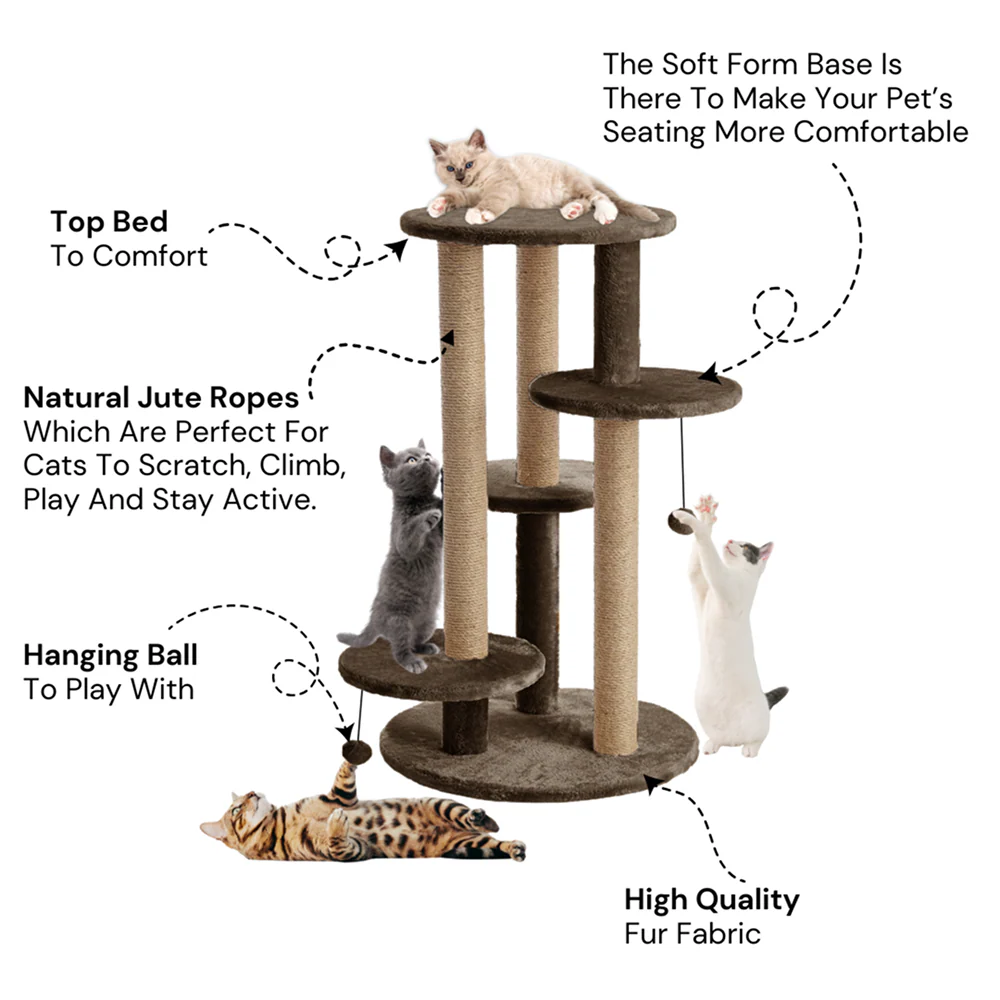 Furrlovers Multi Level Cat Tree with Scratching Posts & Platforms (Brown) - Image 2