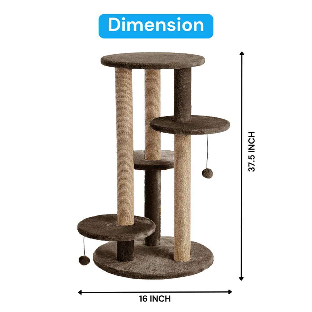 Furrlovers Multi Level Cat Tree with Scratching Posts & Platforms (Brown) - Image 3