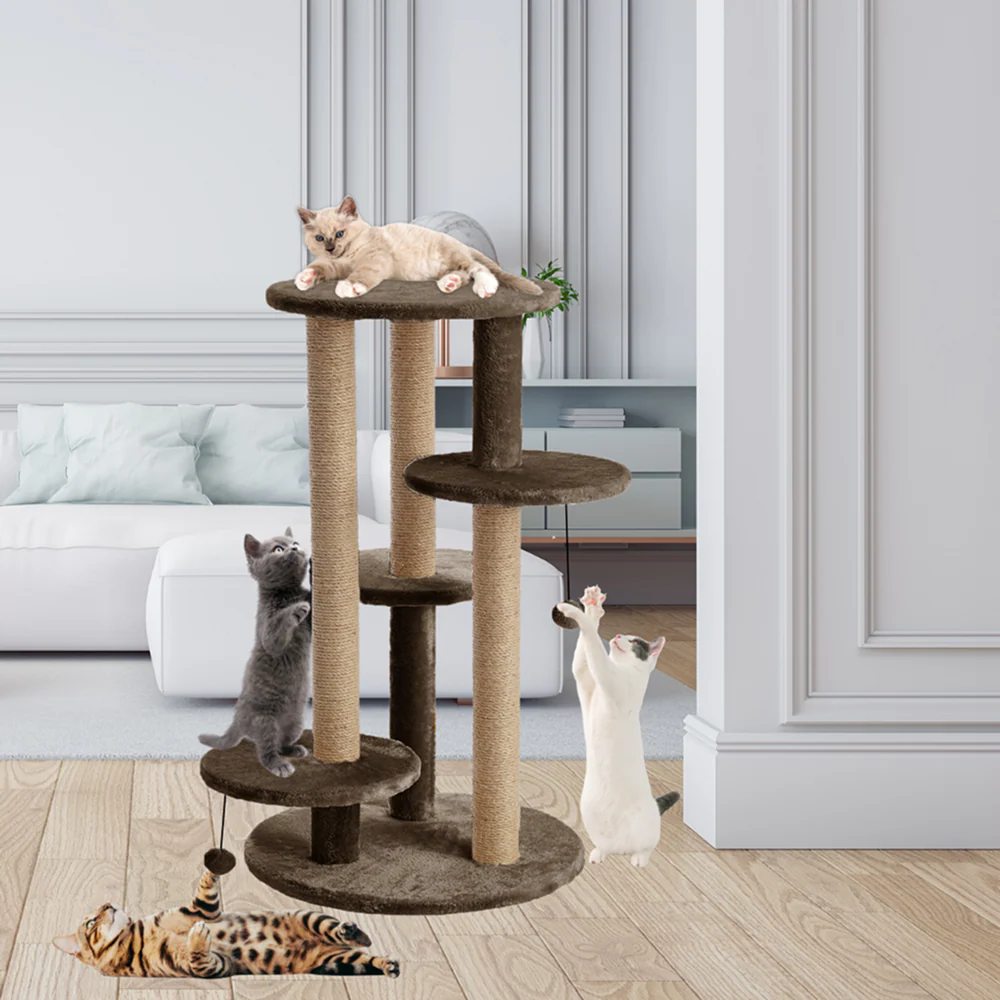 Furrlovers Multi Level Cat Tree with Scratching Posts & Platforms (Brown) - Image 4
