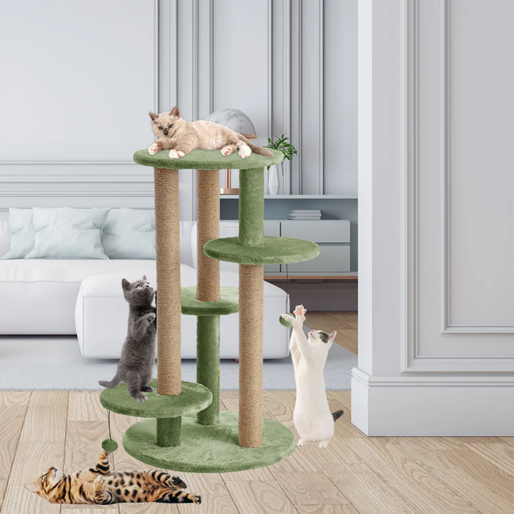 Furrlovers Multi Level Cat Tree with Scratching Posts & Platforms (Green) - Image 2