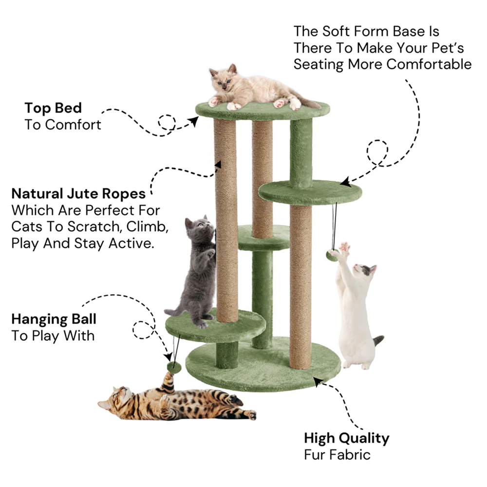 Furrlovers Multi Level Cat Tree with Scratching Posts & Platforms (Green) - Image 5