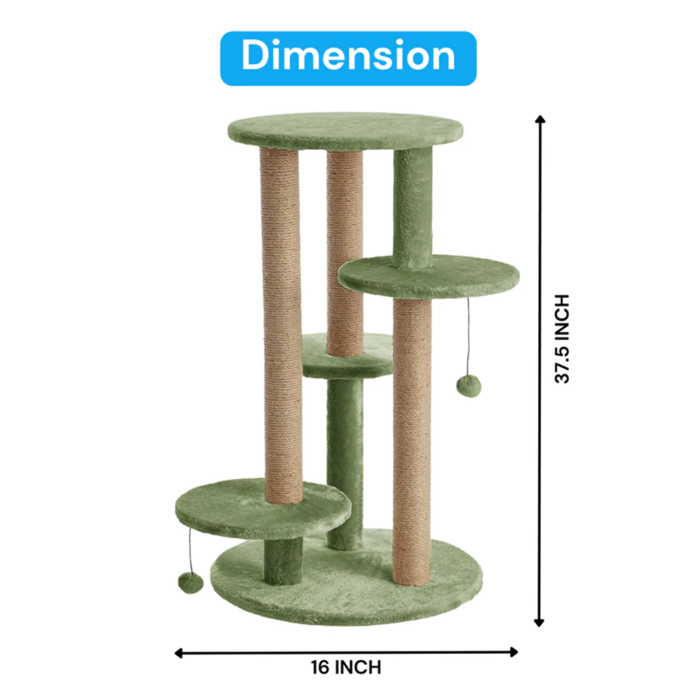 Furrlovers Multi Level Cat Tree with Scratching Posts & Platforms (Green) - Image 6