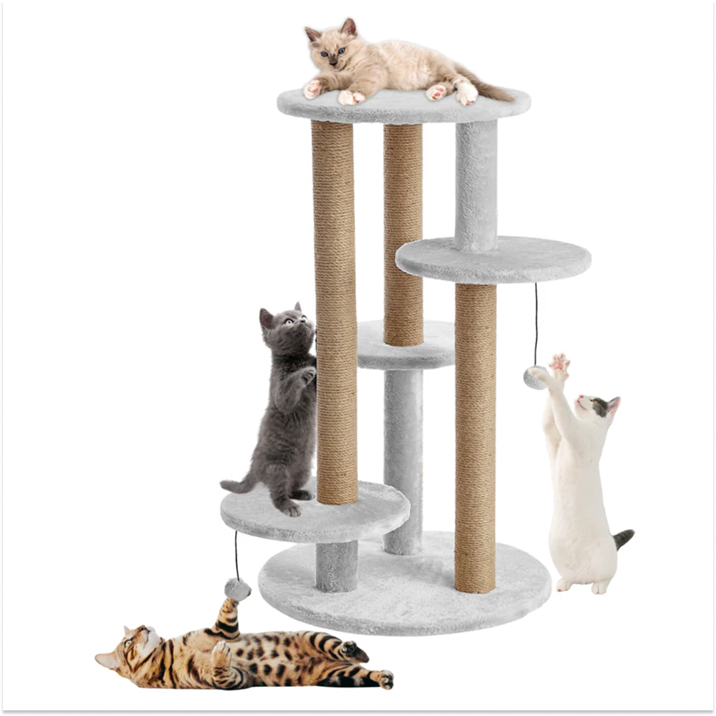 Furrlovers Multi Level Cat Tree with Scratching Posts & Platforms (Grey) - Image 3
