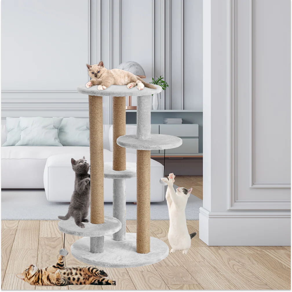 Furrlovers Multi Level Cat Tree with Scratching Posts & Platforms (Grey) - Image 4