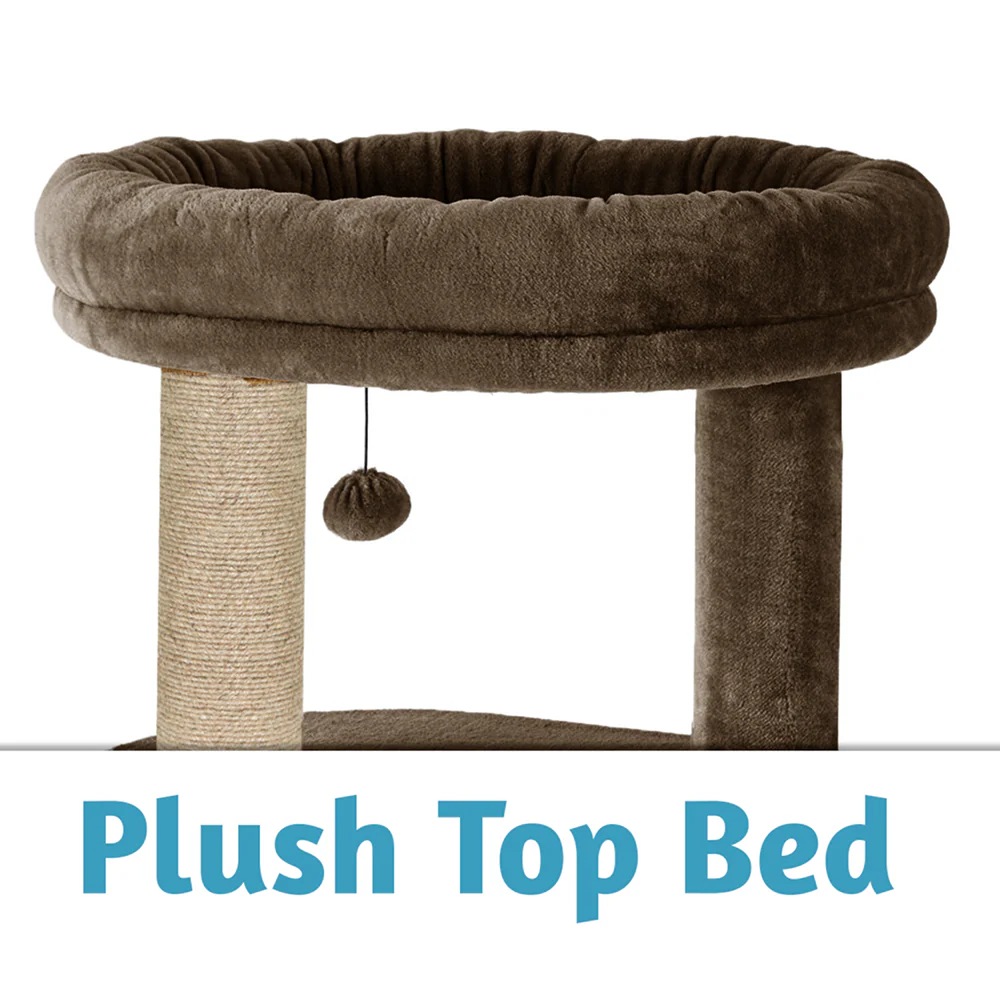 Furrlovers Multi Level Plush Cat Tree with Condo & Sisal Scratching Posts (Brown) - Image 3