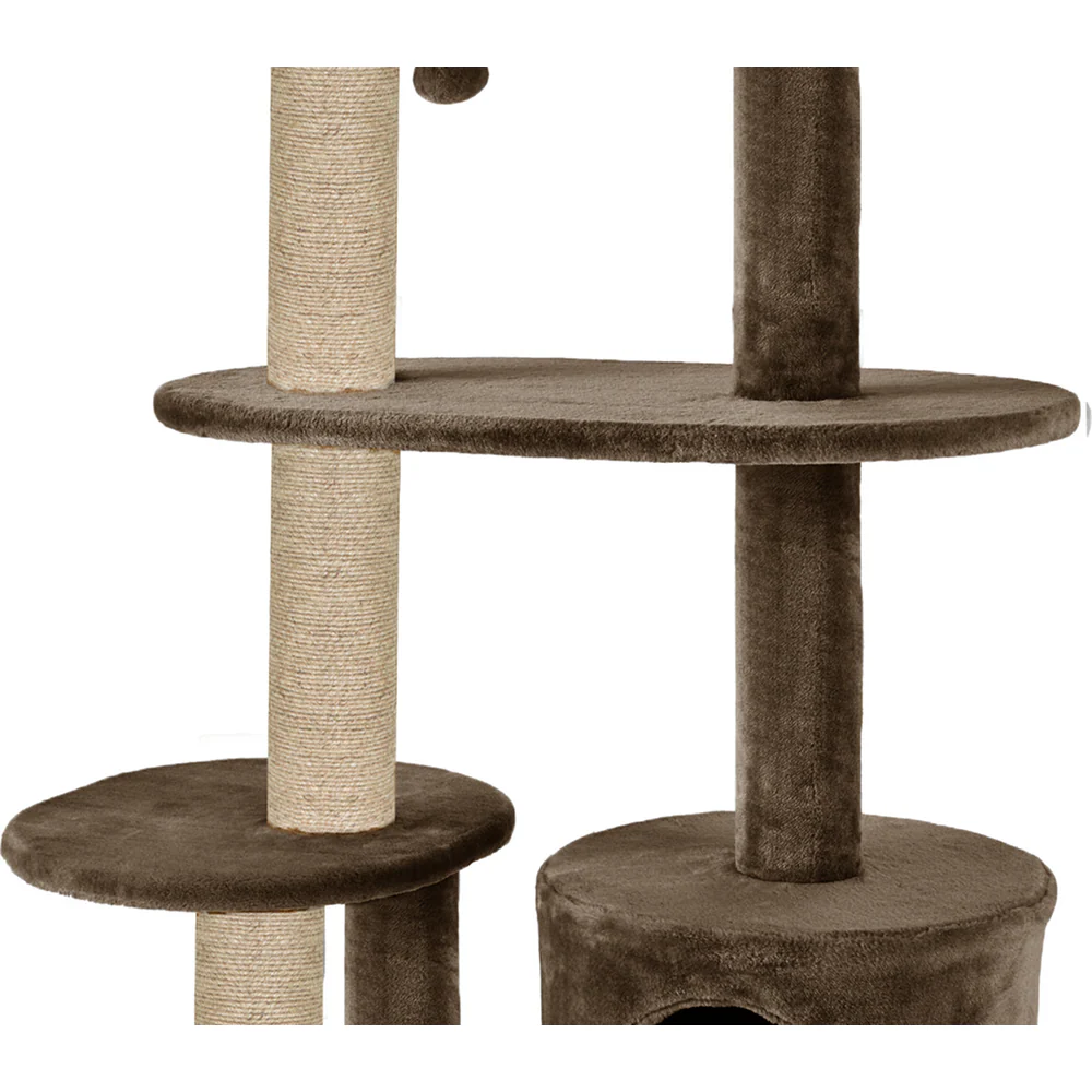 Furrlovers Multi Level Plush Cat Tree with Condo & Sisal Scratching Posts (Brown) - Image 4