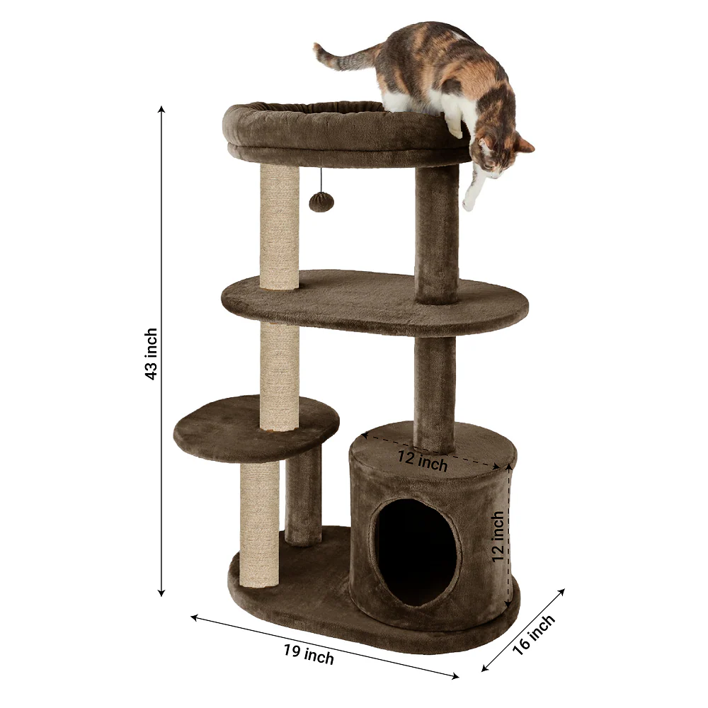 Furrlovers Multi Level Plush Cat Tree with Condo & Sisal Scratching Posts (Brown) - Image 5
