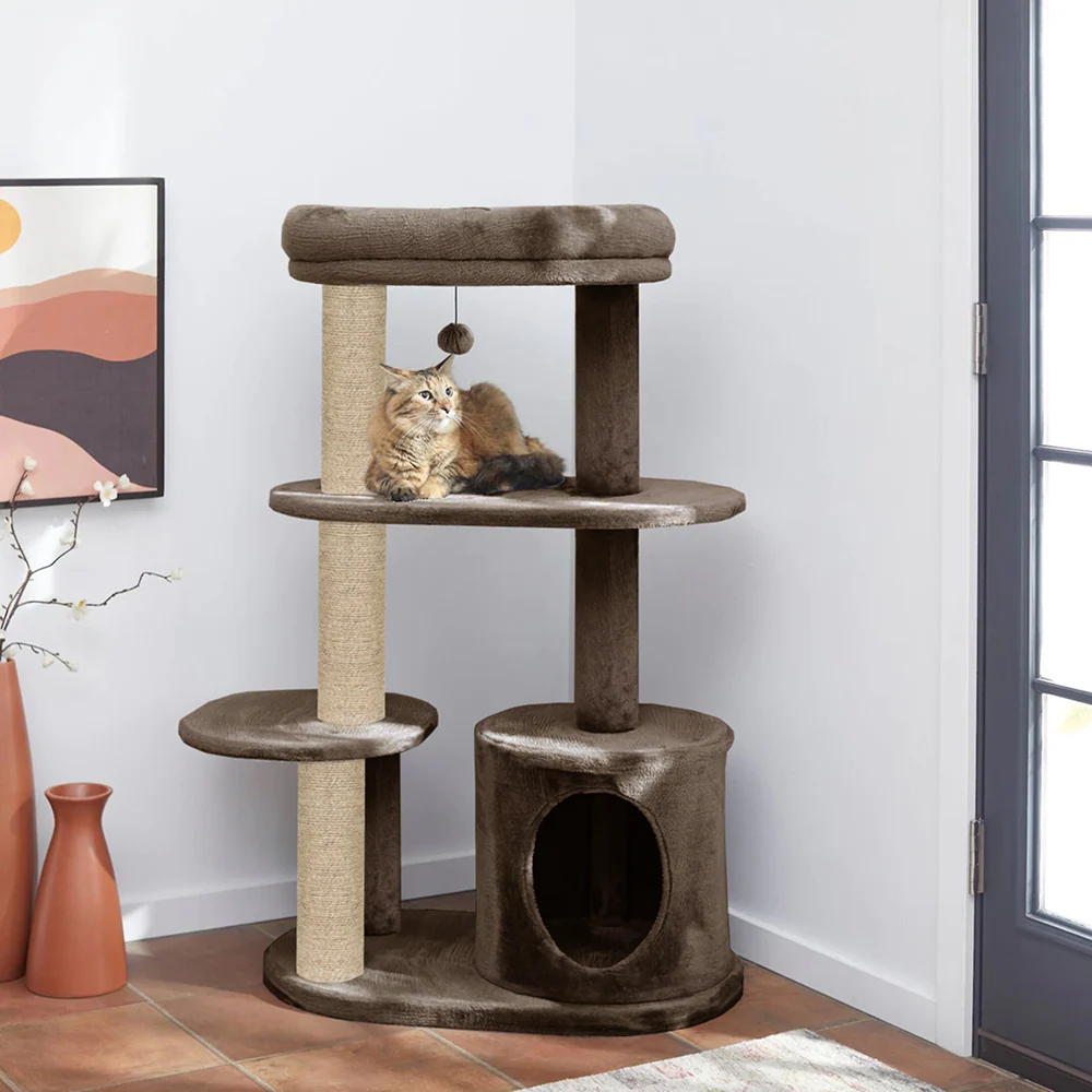 Furrlovers Multi Level Plush Cat Tree with Condo & Sisal Scratching Posts (Brown) - Image 6