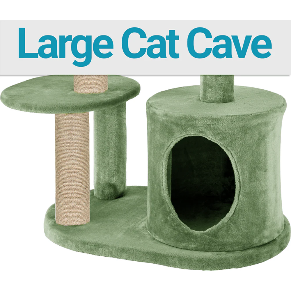 Furrlovers Multi Level Plush Cat Tree with Condo & Sisal Scratching Posts (Green) - Image 2