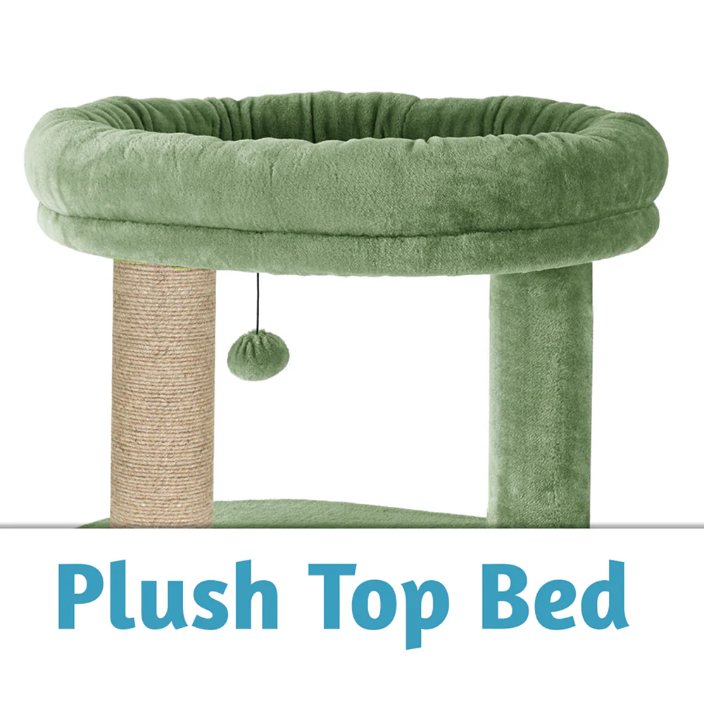 Furrlovers Multi Level Plush Cat Tree with Condo & Sisal Scratching Posts (Green) - Image 3