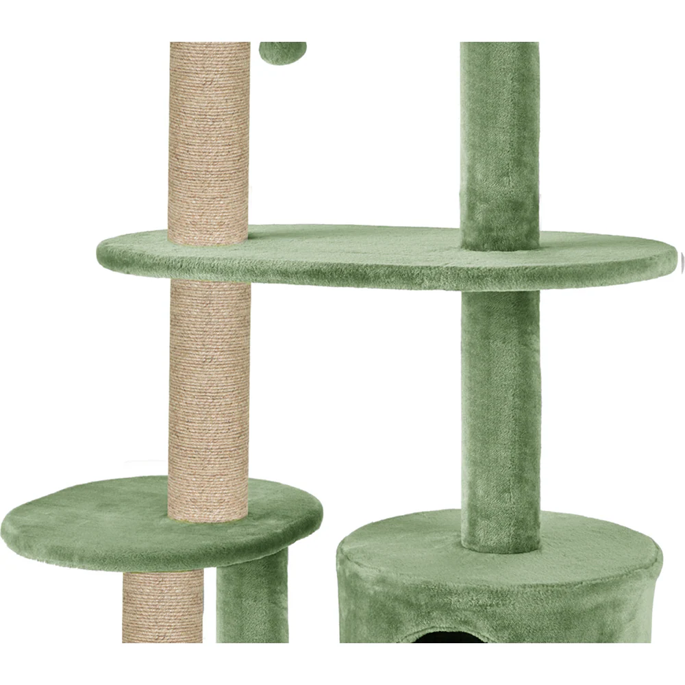 Furrlovers Multi Level Plush Cat Tree with Condo & Sisal Scratching Posts (Green) - Image 4