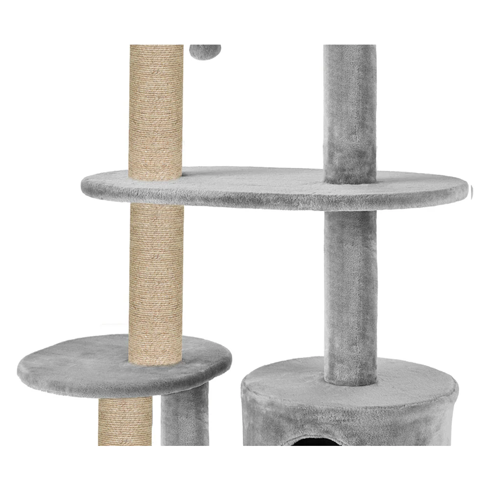 Furrlovers Multi Level Plush Cat Tree with Condo & Sisal Scratching Posts (Grey) - Image 2