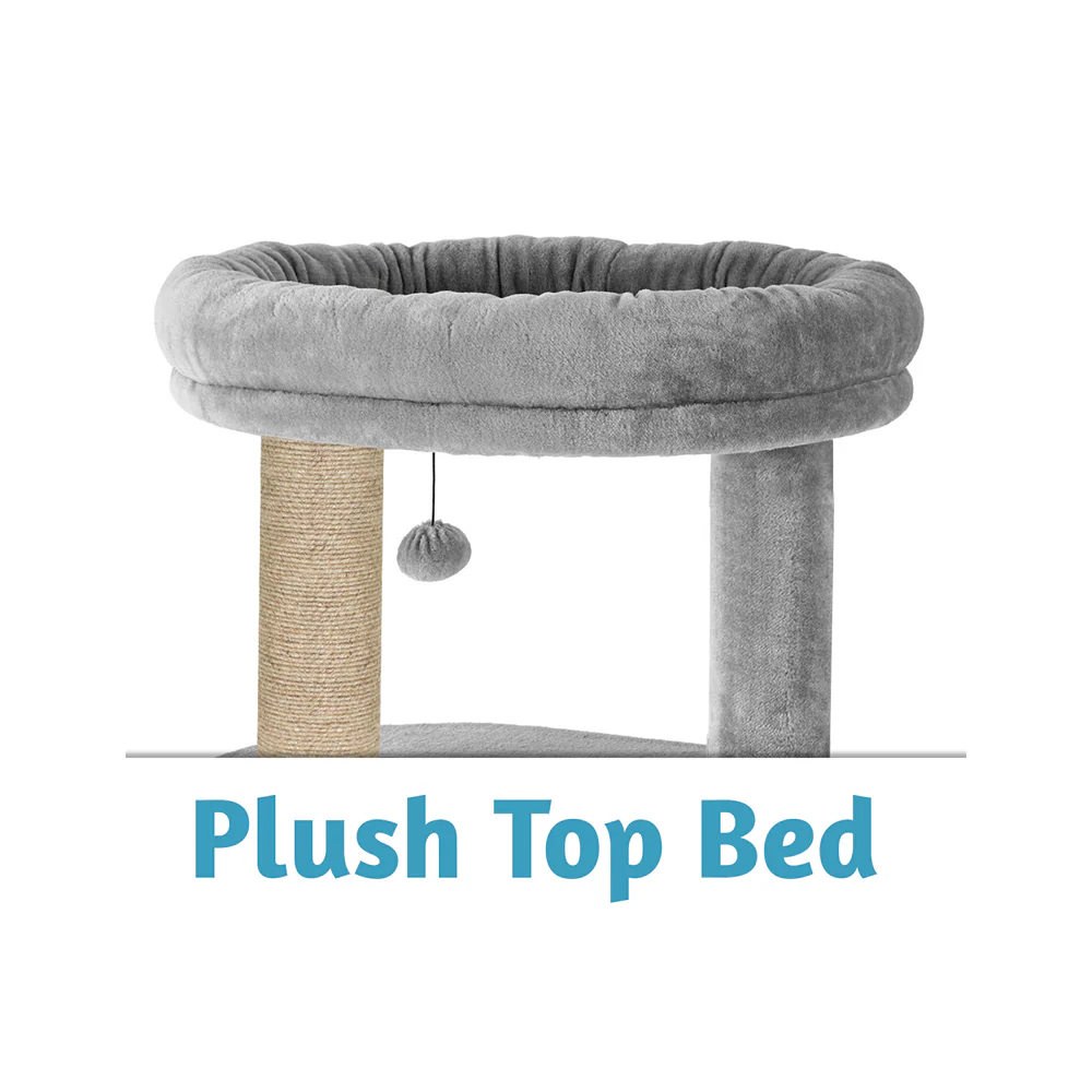 Furrlovers Multi Level Plush Cat Tree with Condo & Sisal Scratching Posts (Grey) - Image 5