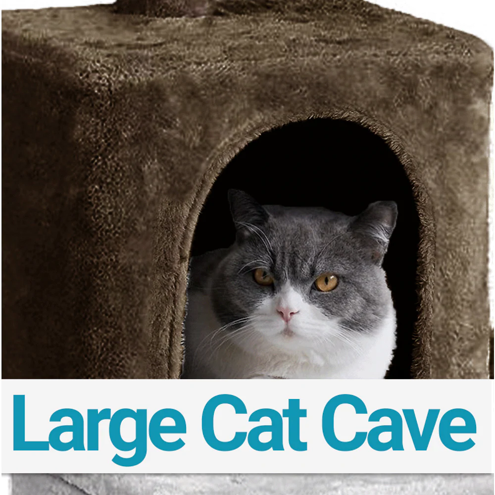 Furrlovers Multi Level Plush Cat Tree with Jute Scratching Posts & 2 Condos (Brown) - Image 4