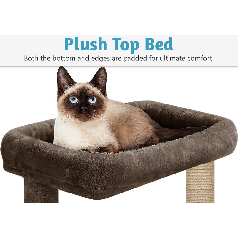 Furrlovers Multi Level Plush Cat Tree with Jute Scratching Posts & 2 Condos (Brown) - Image 6