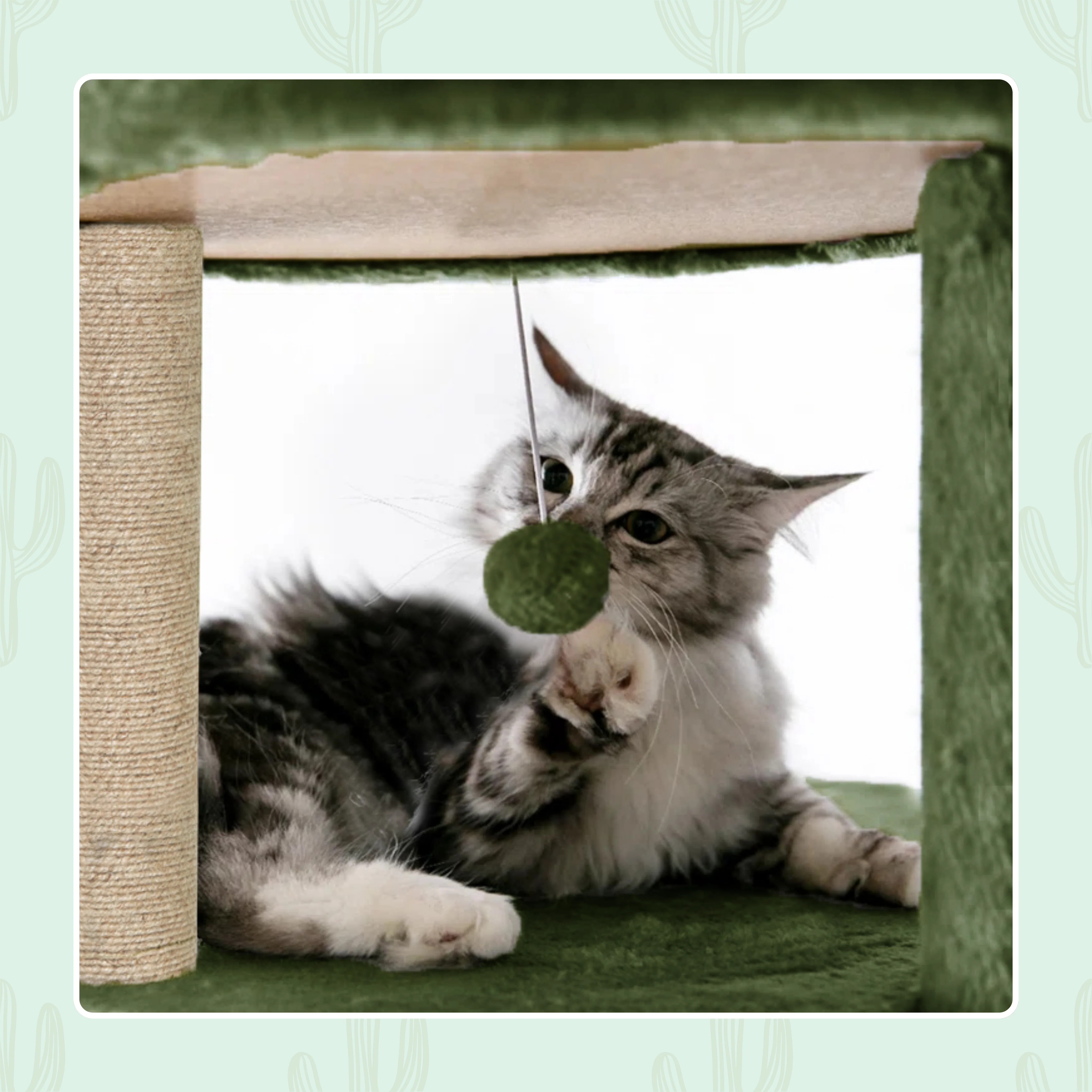 Furrlovers Multi Level Tree with Condo & Hammock for Cats (Green) - Image 10