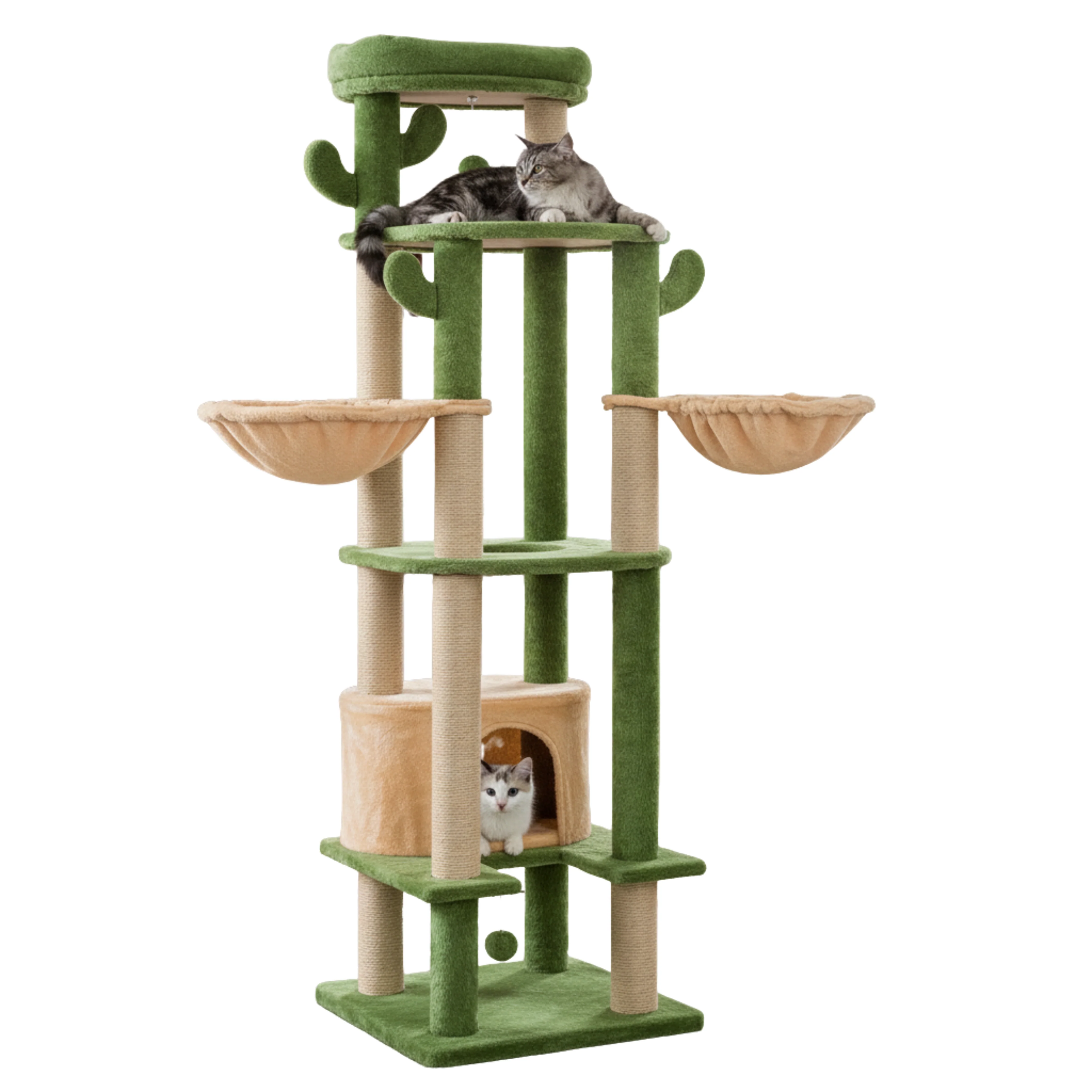 Furrlovers Multi Level Tree with Condo & Hammock for Cats (Green) - Image 2