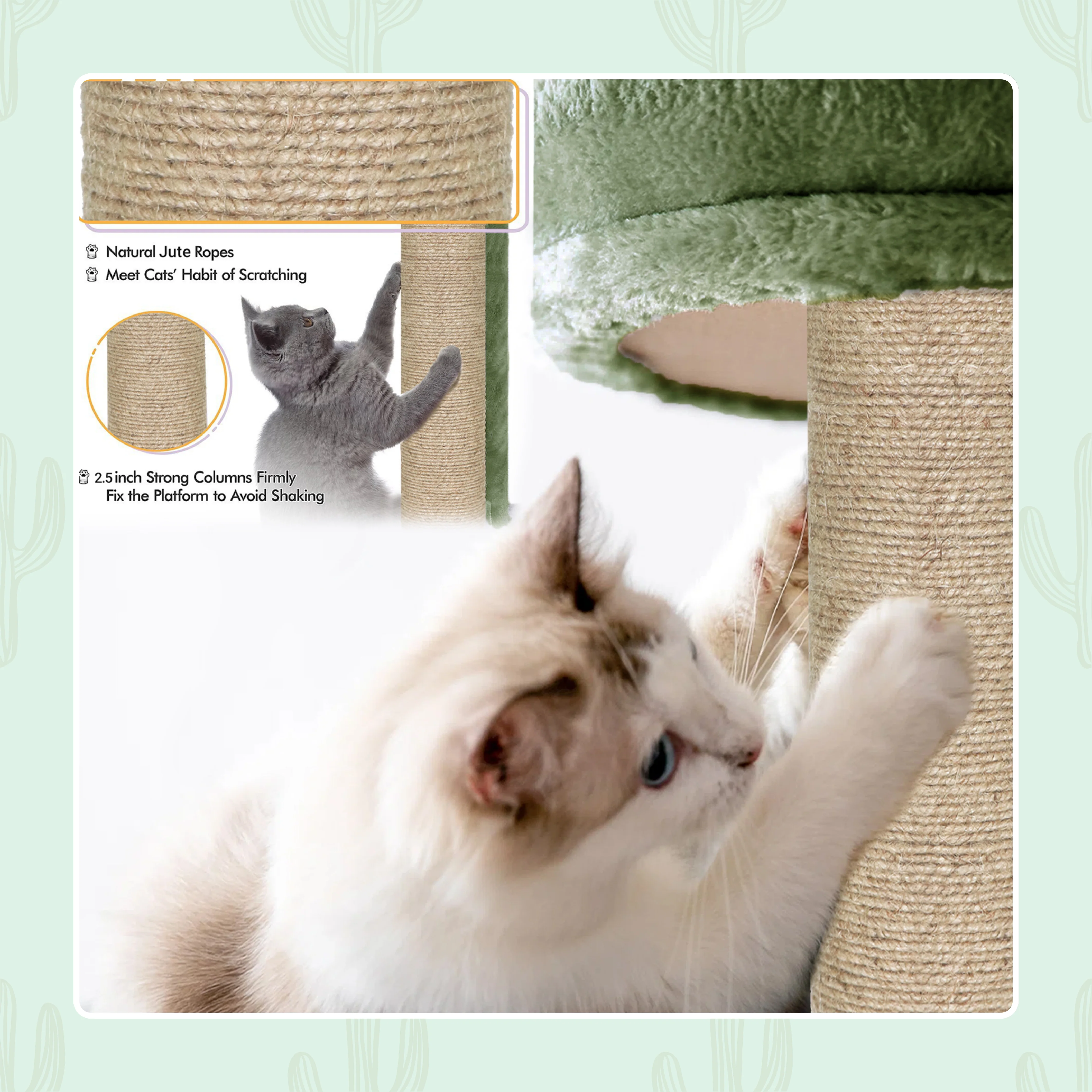 Furrlovers Multi Level Tree with Condo & Hammock for Cats (Green) - Image 3