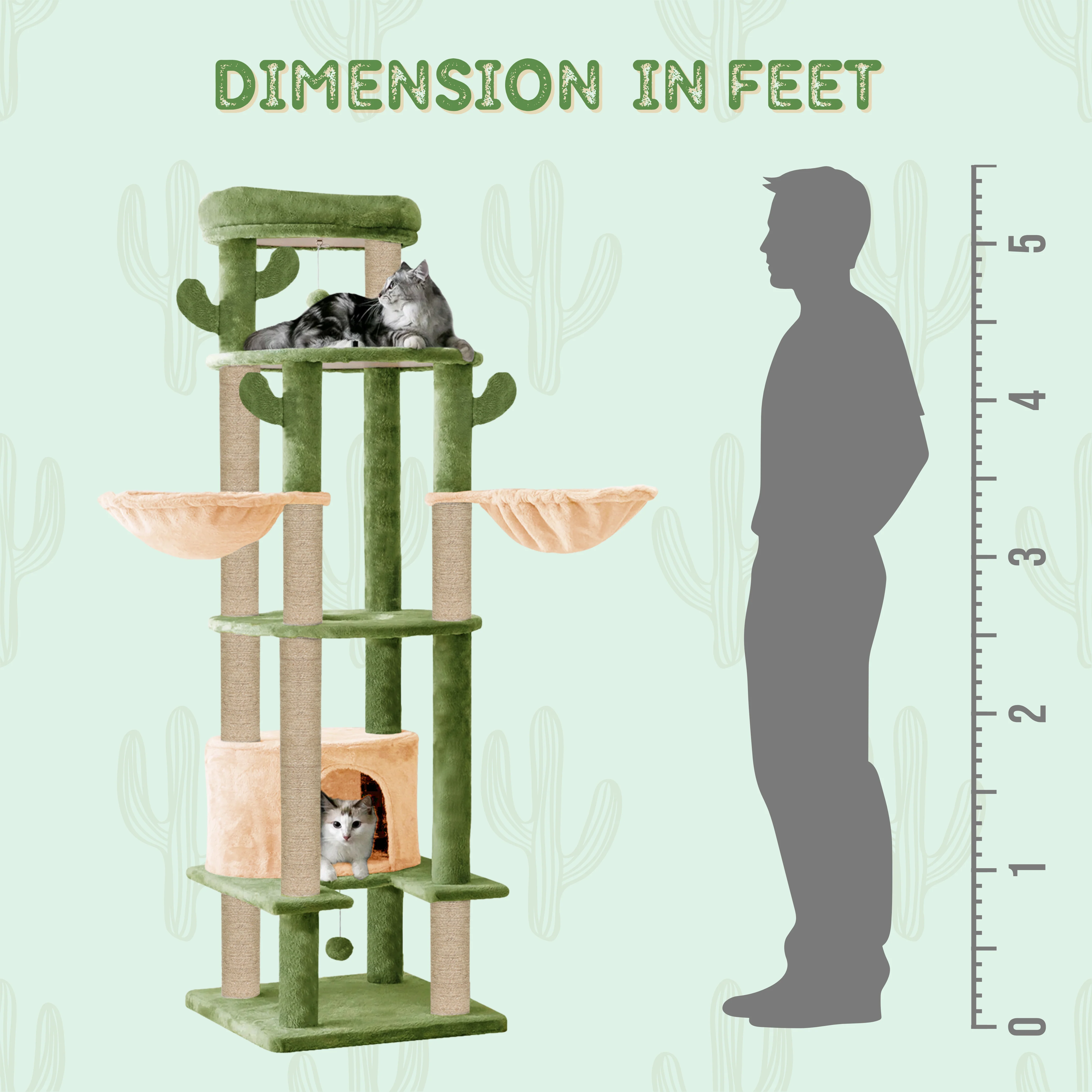 Furrlovers Multi Level Tree with Condo & Hammock for Cats (Green) - Image 5