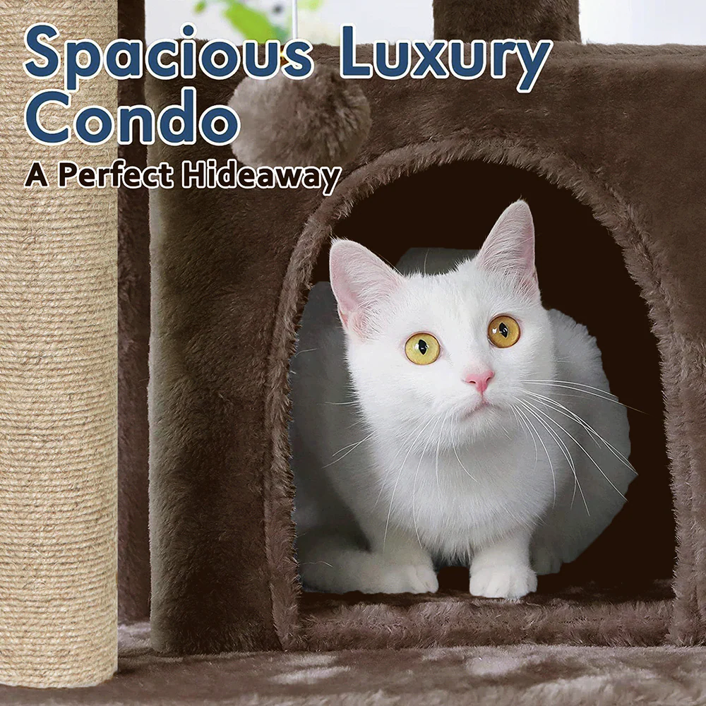Furrlovers Multi Storey Cat Tree with Hammock, Condo & Scratching Posts (Brown) - Image 3
