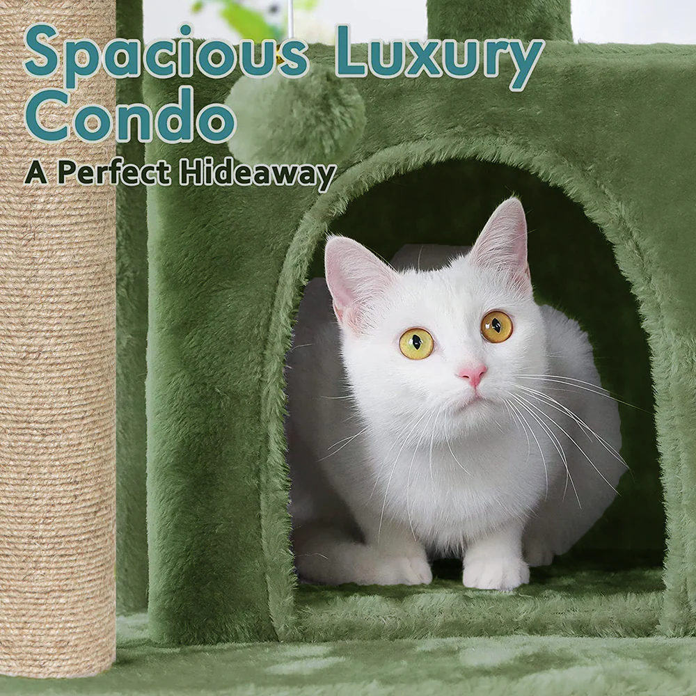 Furrlovers Multi Storey Cat Tree with Hammock, Condo & Scratching Posts (Green) - Image 5