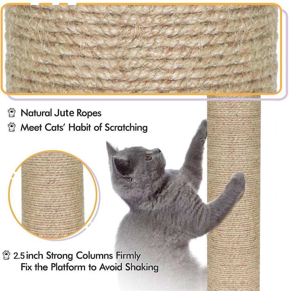 Furrlovers Multi Storey Cat Tree with Hammock, Condo & Scratching Posts (Grey) - Image 3