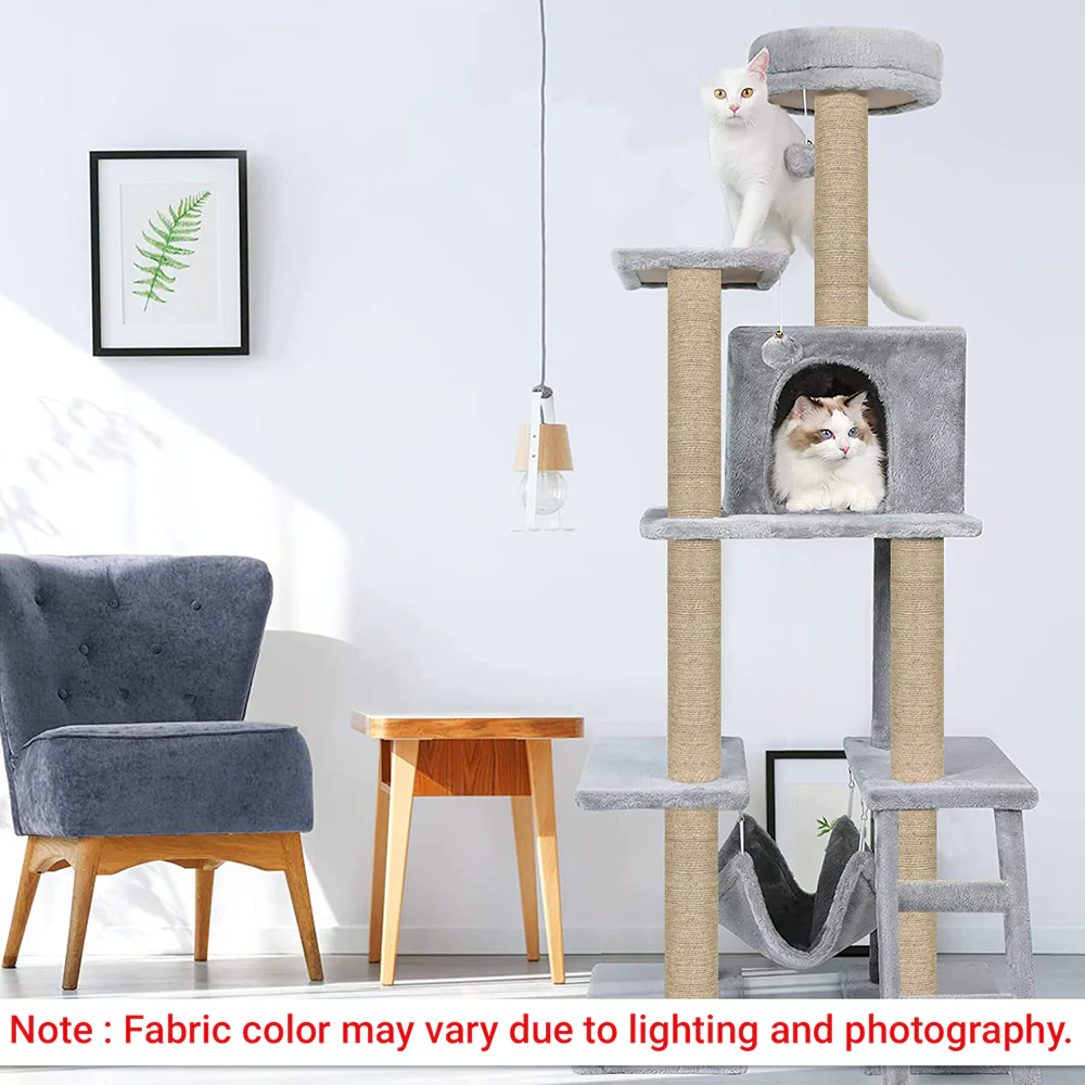 Furrlovers Multi Storey Cat Tree with Hammock, Condo & Scratching Posts (Grey) - Image 4