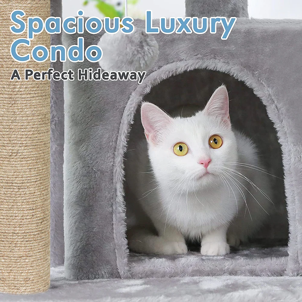 Furrlovers Multi Storey Cat Tree with Hammock, Condo & Scratching Posts (Grey) - Image 7