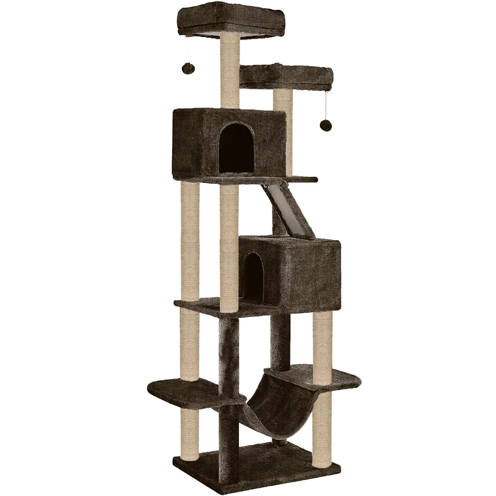 Furrlovers Multi Storey Cat Tree with Hammock, Condo & Sisal Scratching Posts (Brown)