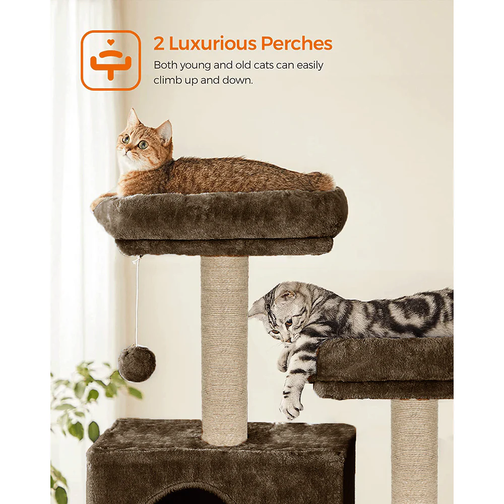 Furrlovers Multi Storey Cat Tree with Hammock, Condo & Sisal Scratching Posts (Brown) - Image 2
